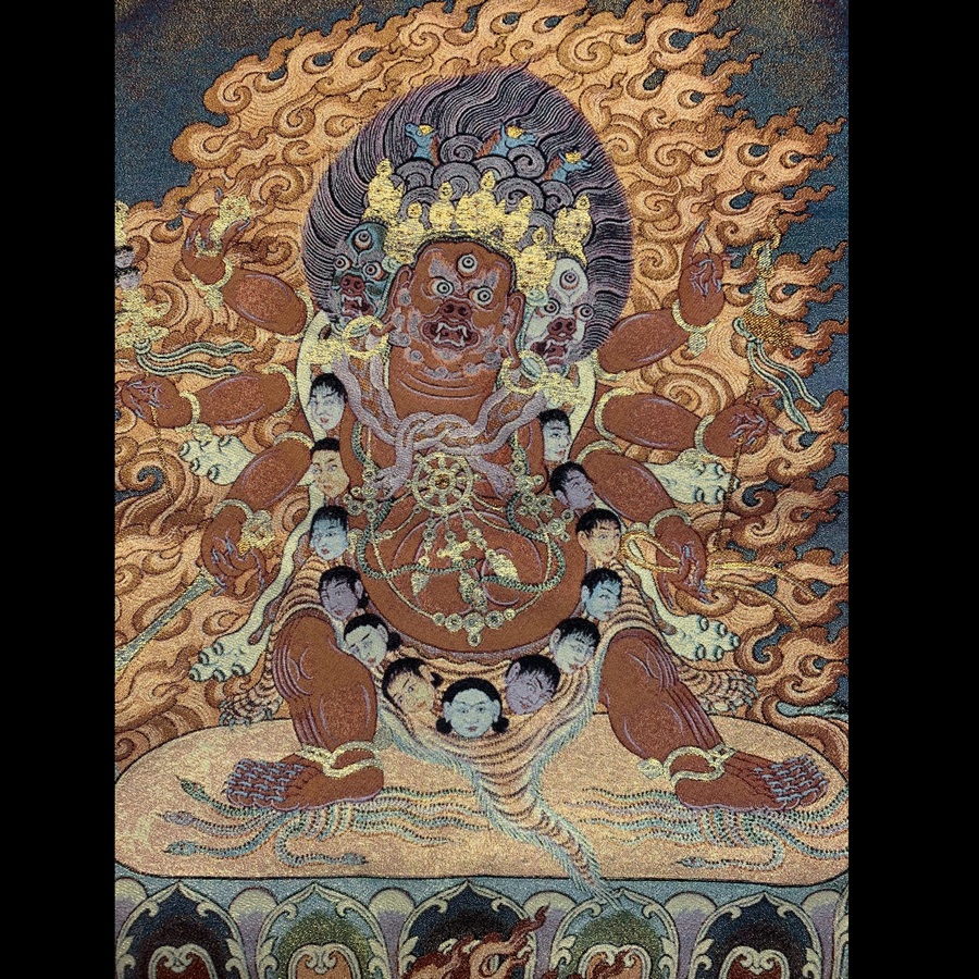 Tranh Thangka Cửu Đầu Minh Vương nghệ thuật Phật giáo Tây Tạng hộ pháp