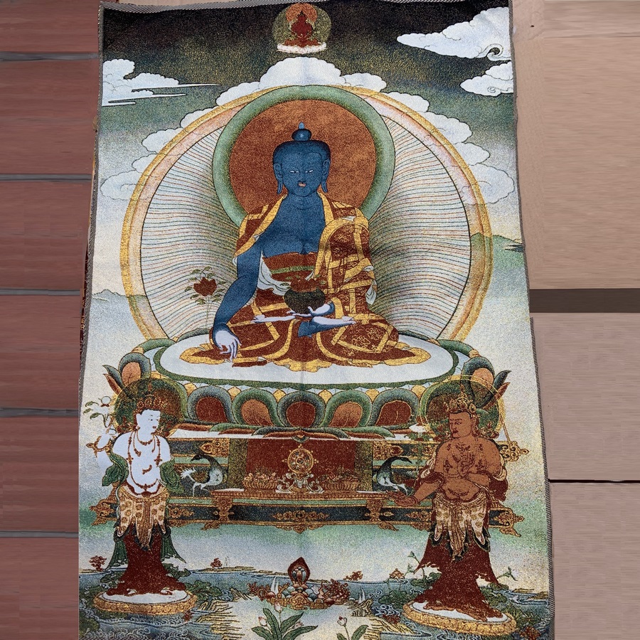 Tranh Thangka Phật Dược Sư - Tranh Thêu