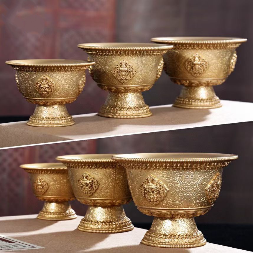 Chén đồng vàng cao cấp - cúng nước và 8 món