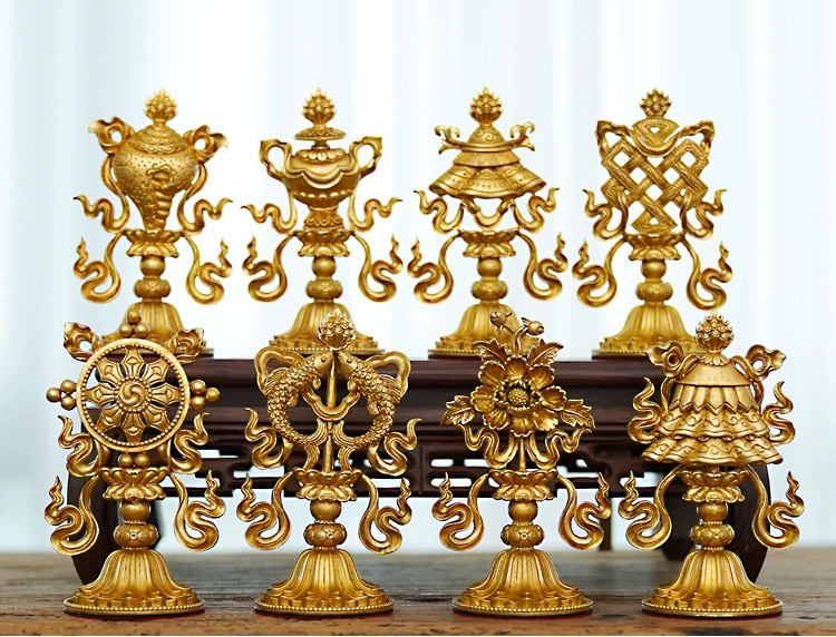 Bát kiết tường đồng cỡ bé (Tám Tướng Cát Tường- Bát Bửu)