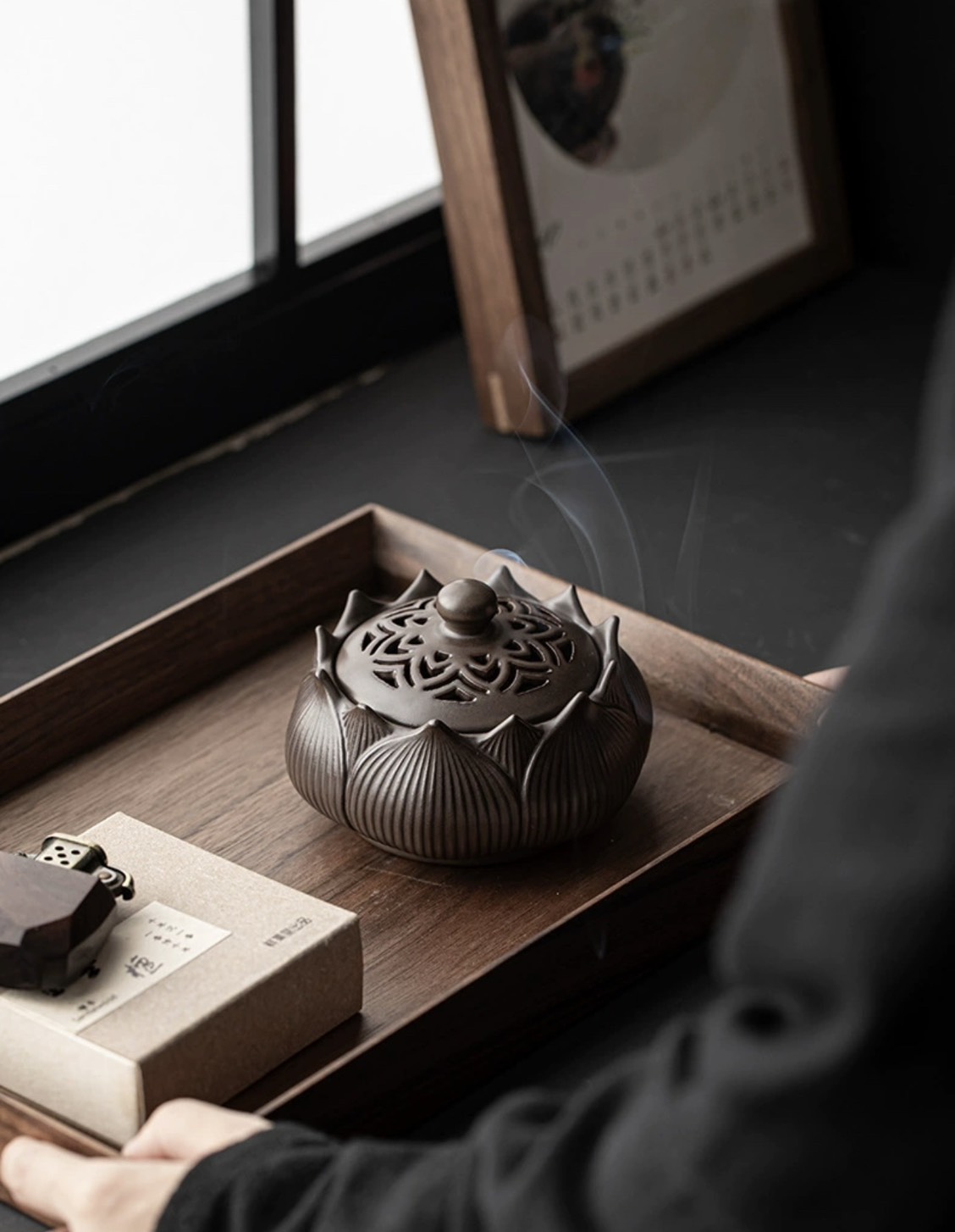 Lư trầm gốm sen A1
