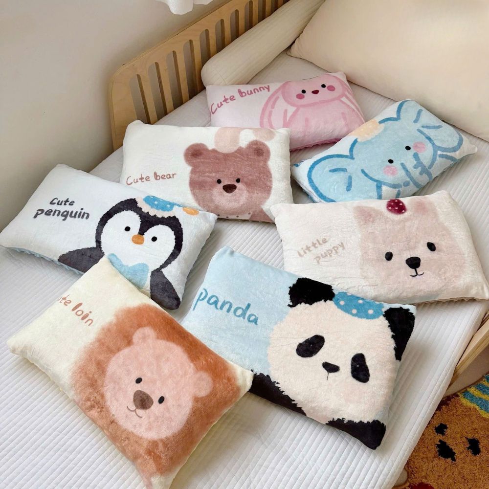 Gối nỉ nhung hạt đậu hình động vật cho bé