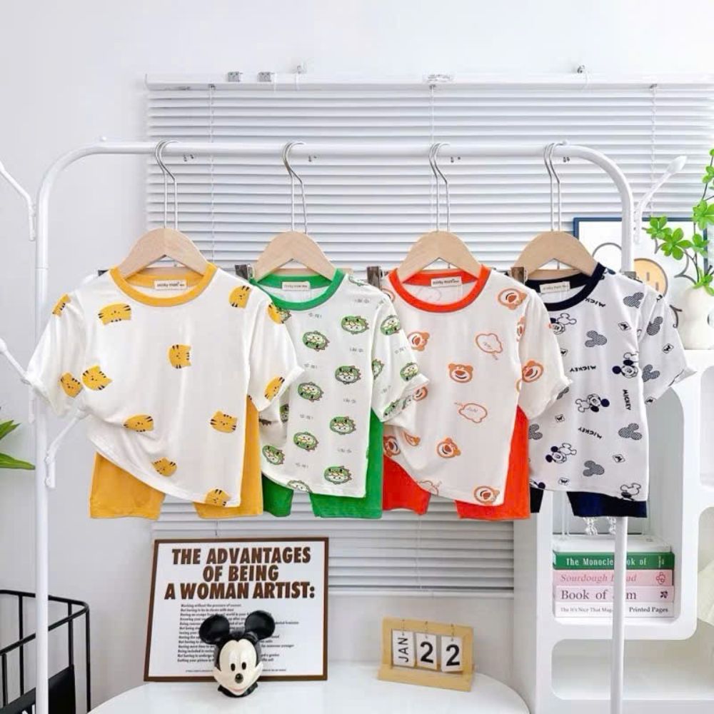 Bộ lửng thun lạnh Minkymom hoạt hình cho bé