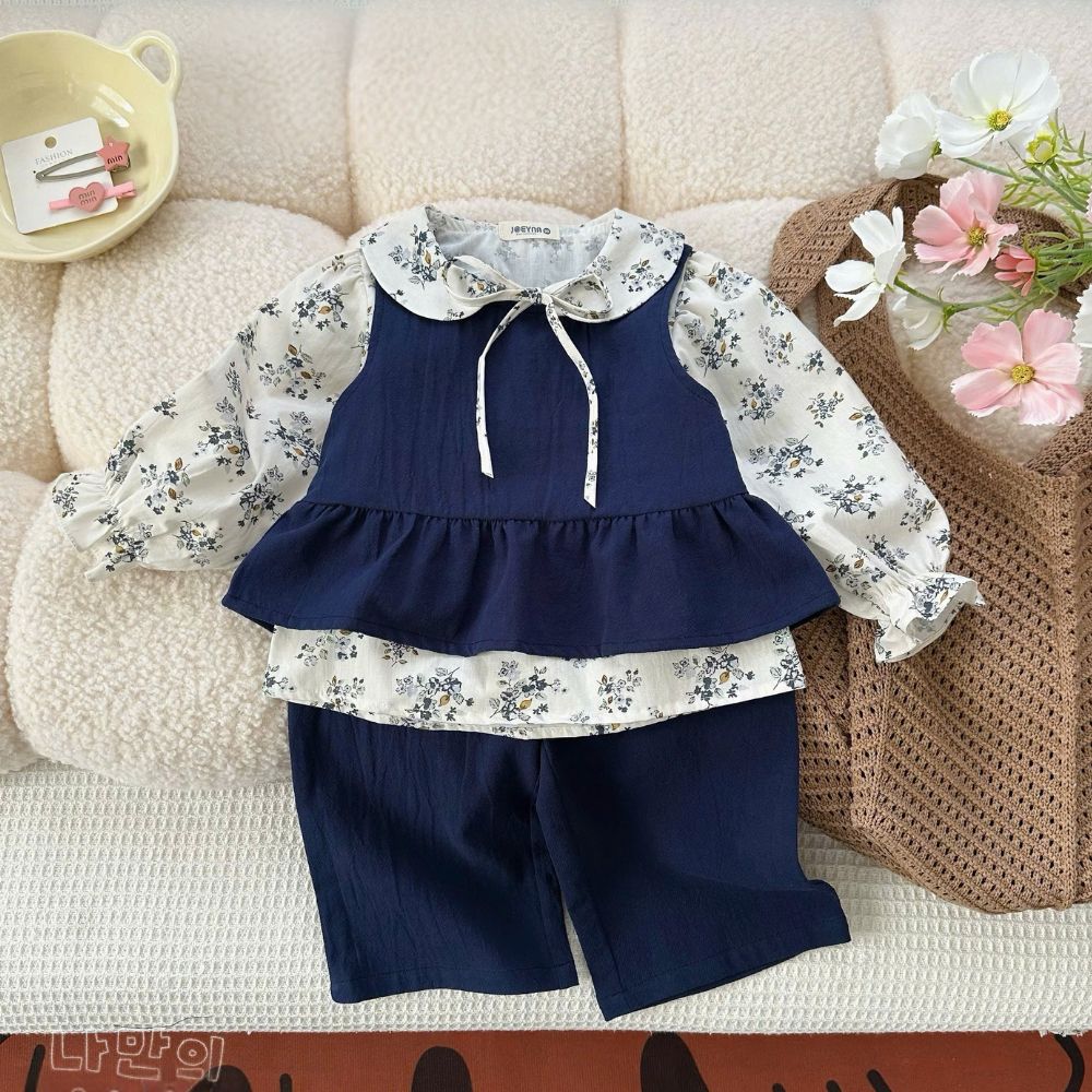 Set gile 3 chi tiết cổ sen hoa nhí Joeyna cho bé gái