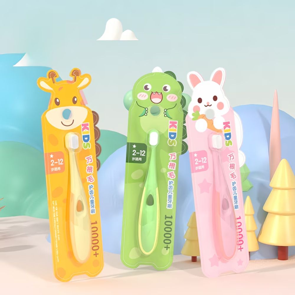 Bàn chải lông tơ Kids hình thú cho bé 2-12Y