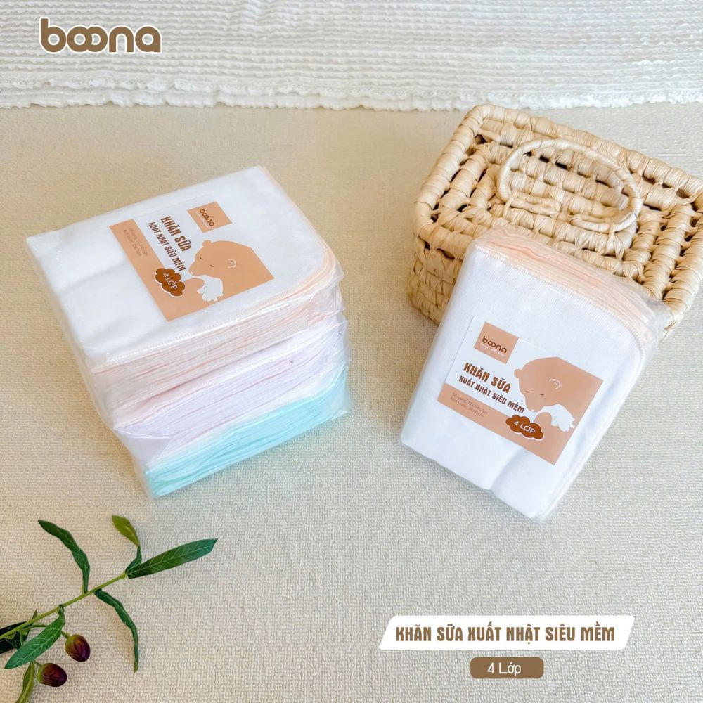 Set 10 khăn sữa Boona xuất Nhật 4 lớp cho bé
