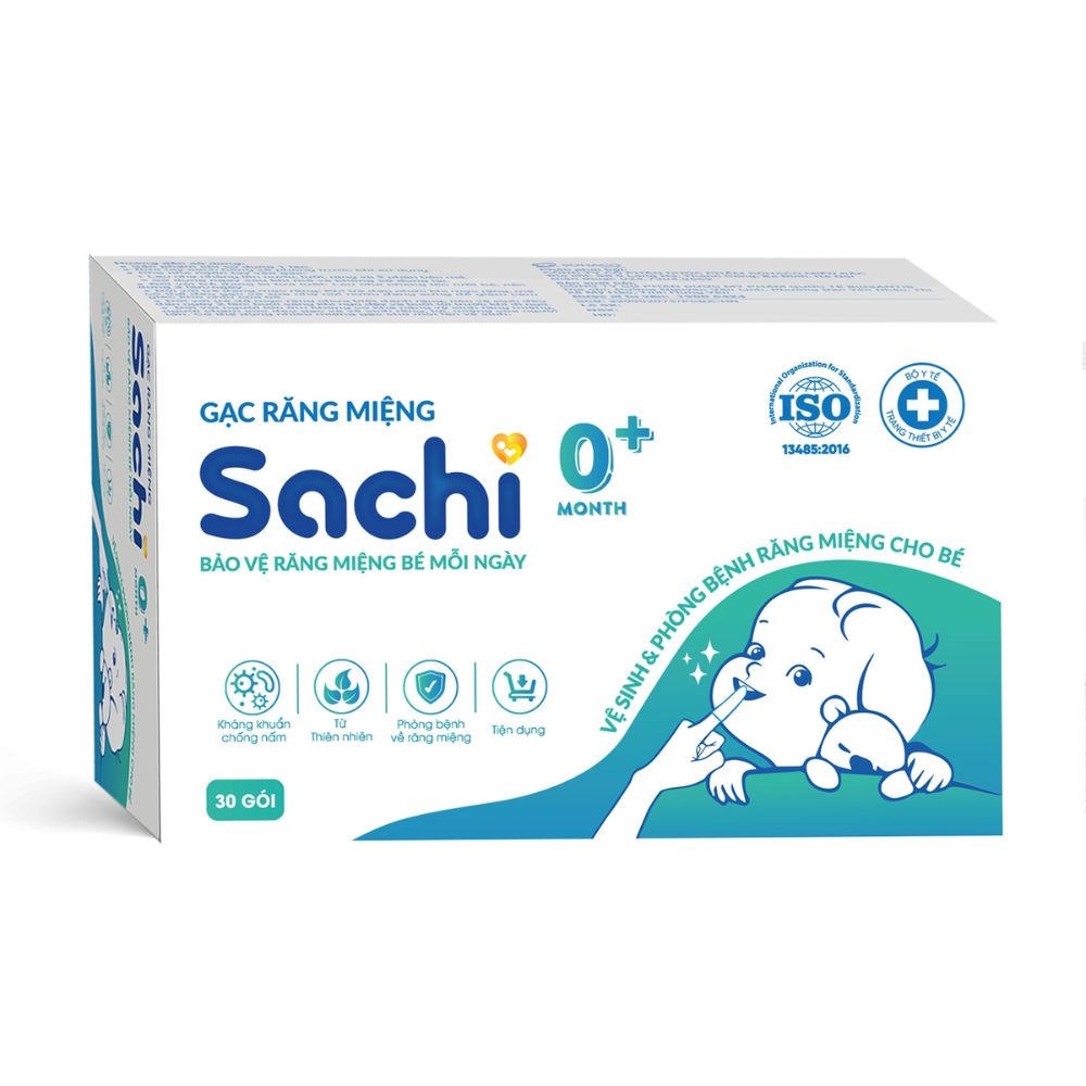 Gạc răng miệng Sachi cho bé 0M+ - Hộp 30 gói