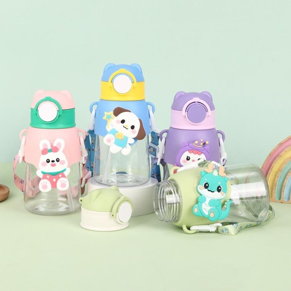 Bình nước tai gấu Hoạt Hình kèm dây đeo