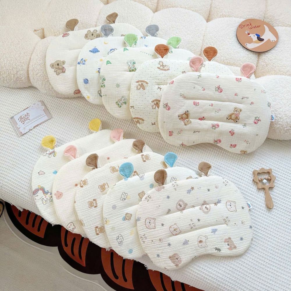 Gối lót muslin tai gấu Bebezoo cho bé sơ sinh