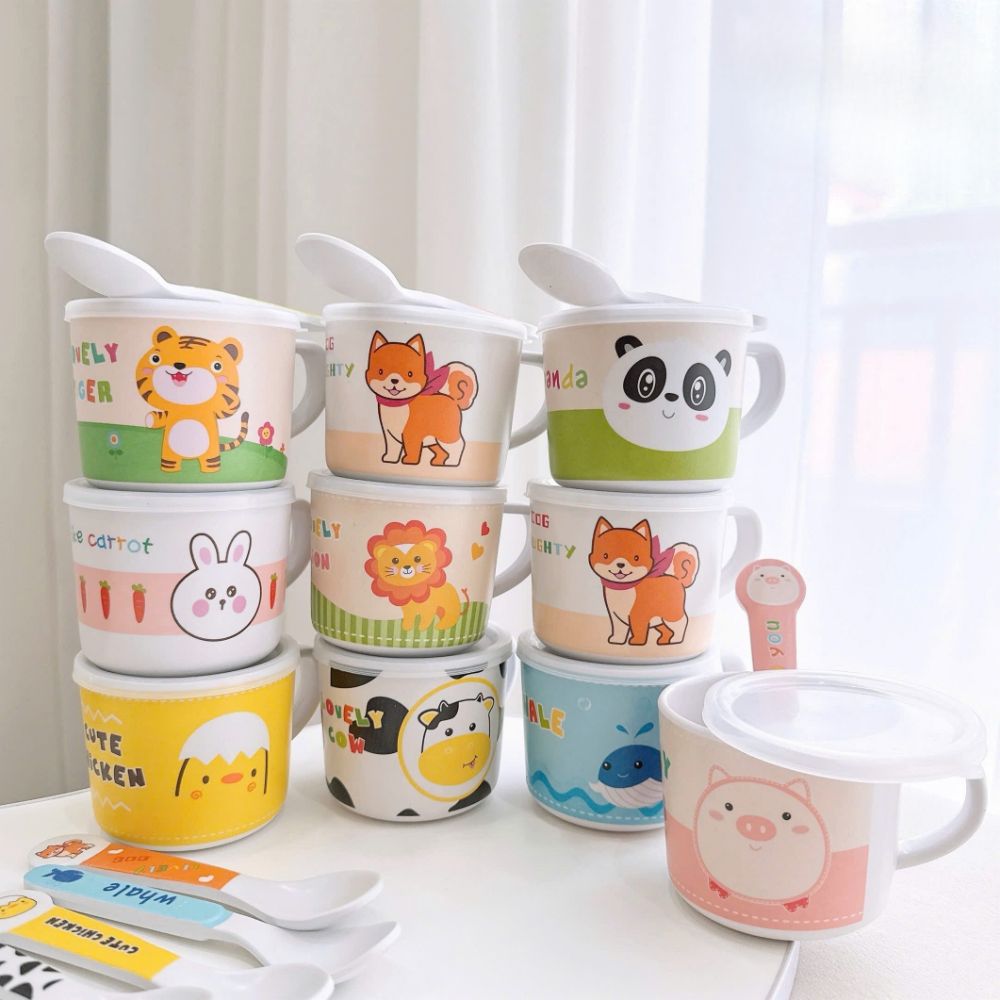 Cốc uống nước sợi tre kèm thìa cho bé