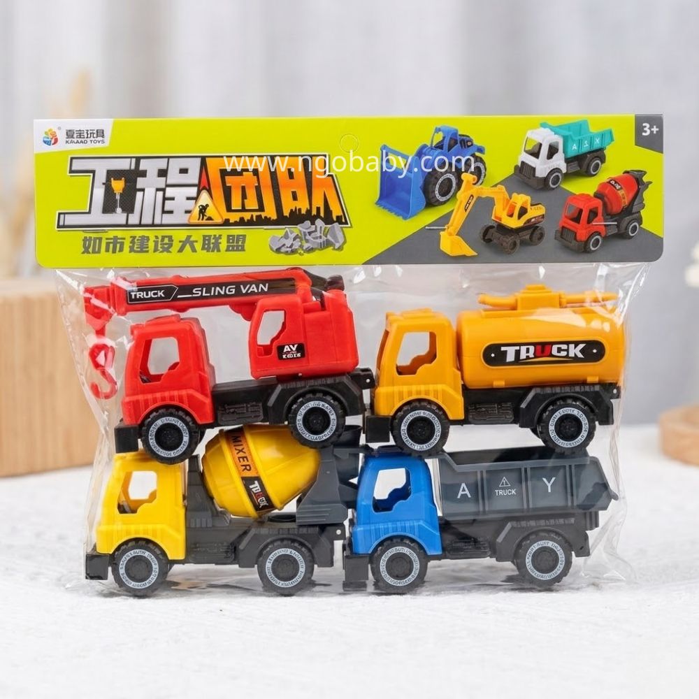 Túi đồ chơi 4 xe công trình cho bé