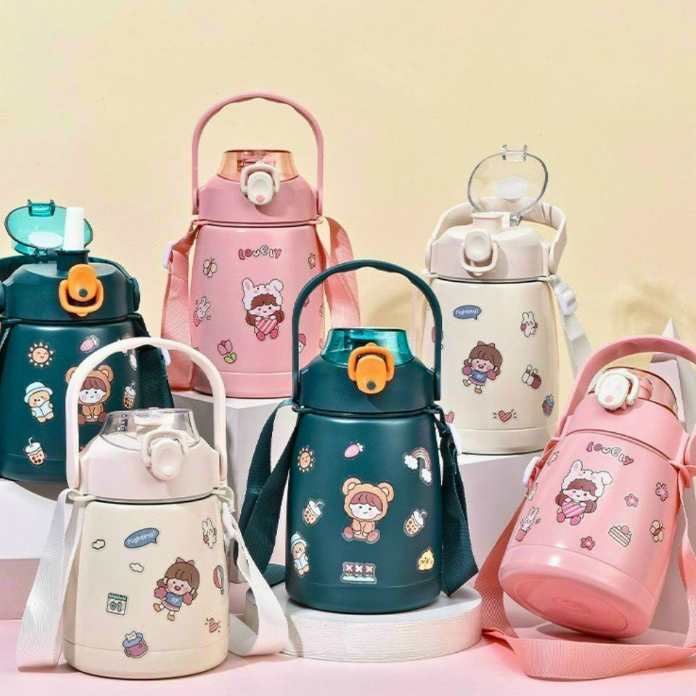 Bình nước giữ nhiệt Bear béo kèm stiker