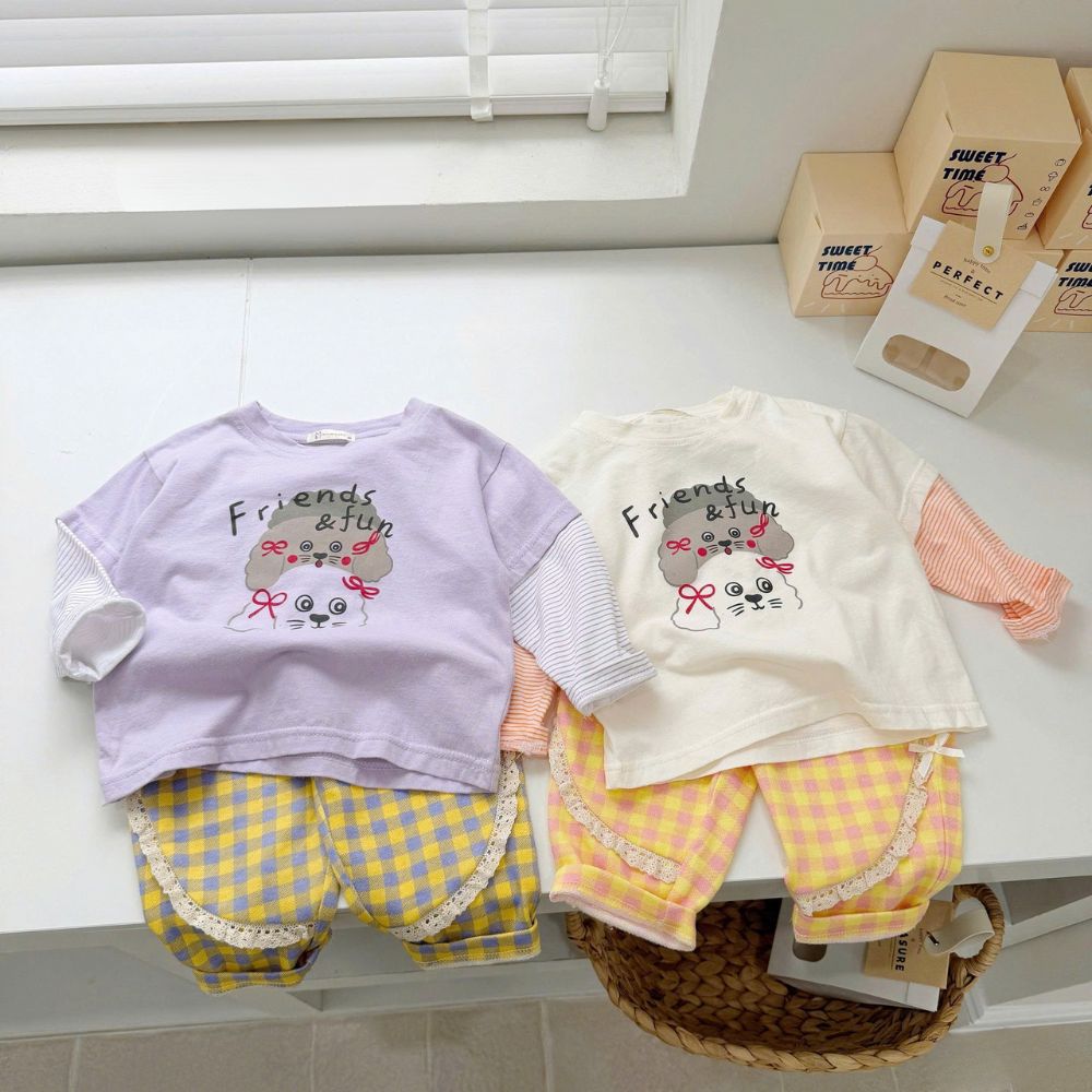 Bộ dài tay in hình cún tay zaclang Miniumbaby cho bé gái