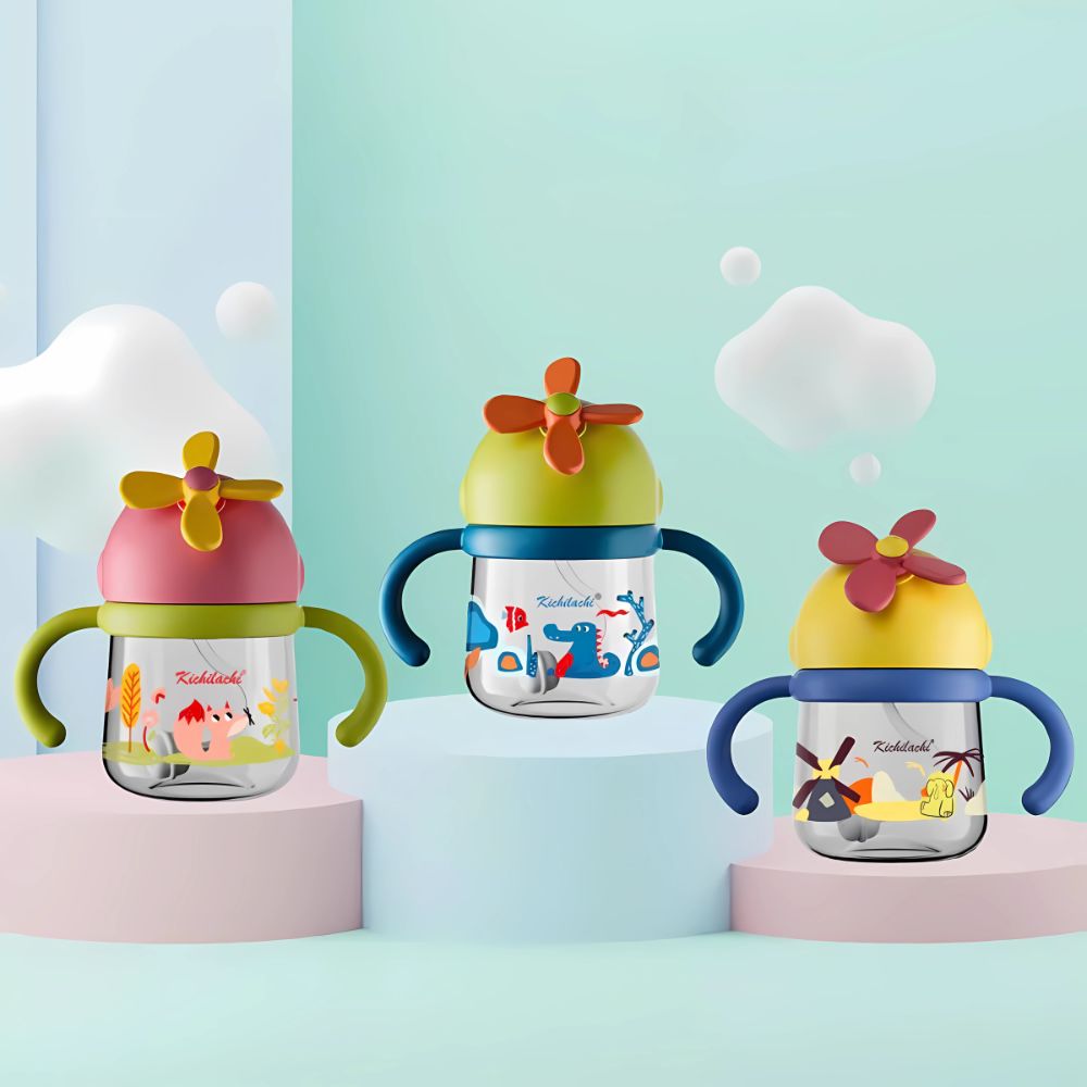 Bình nước nắp bật Kichi hình chong chóng cho bé