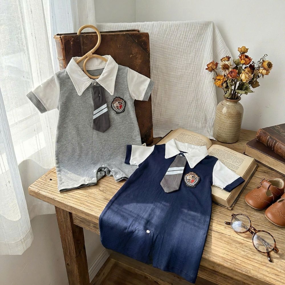Body đùi công tử polo phối cà vạt cho bé trai