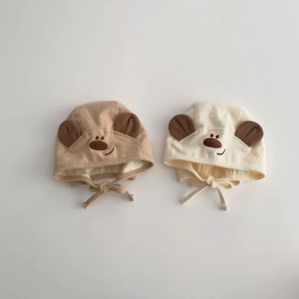 Mũ nón cotton cột dây tai gấu cho bé