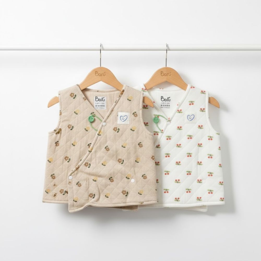 Áo khoác gile trần bông cài chéo Baru cho bé