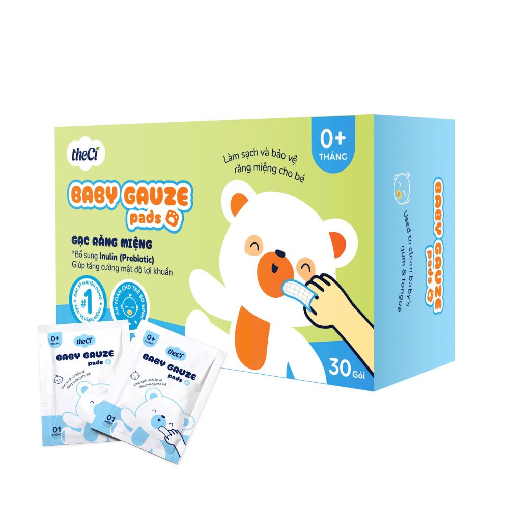 Gạc răng miêng Theci cho bé 0m+ hộp 30 gói