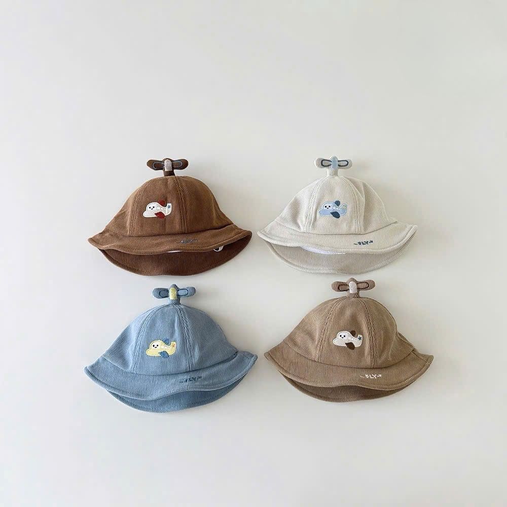 Mũ nón vành cánh quạt nhung tăm hình máy bay cho bé