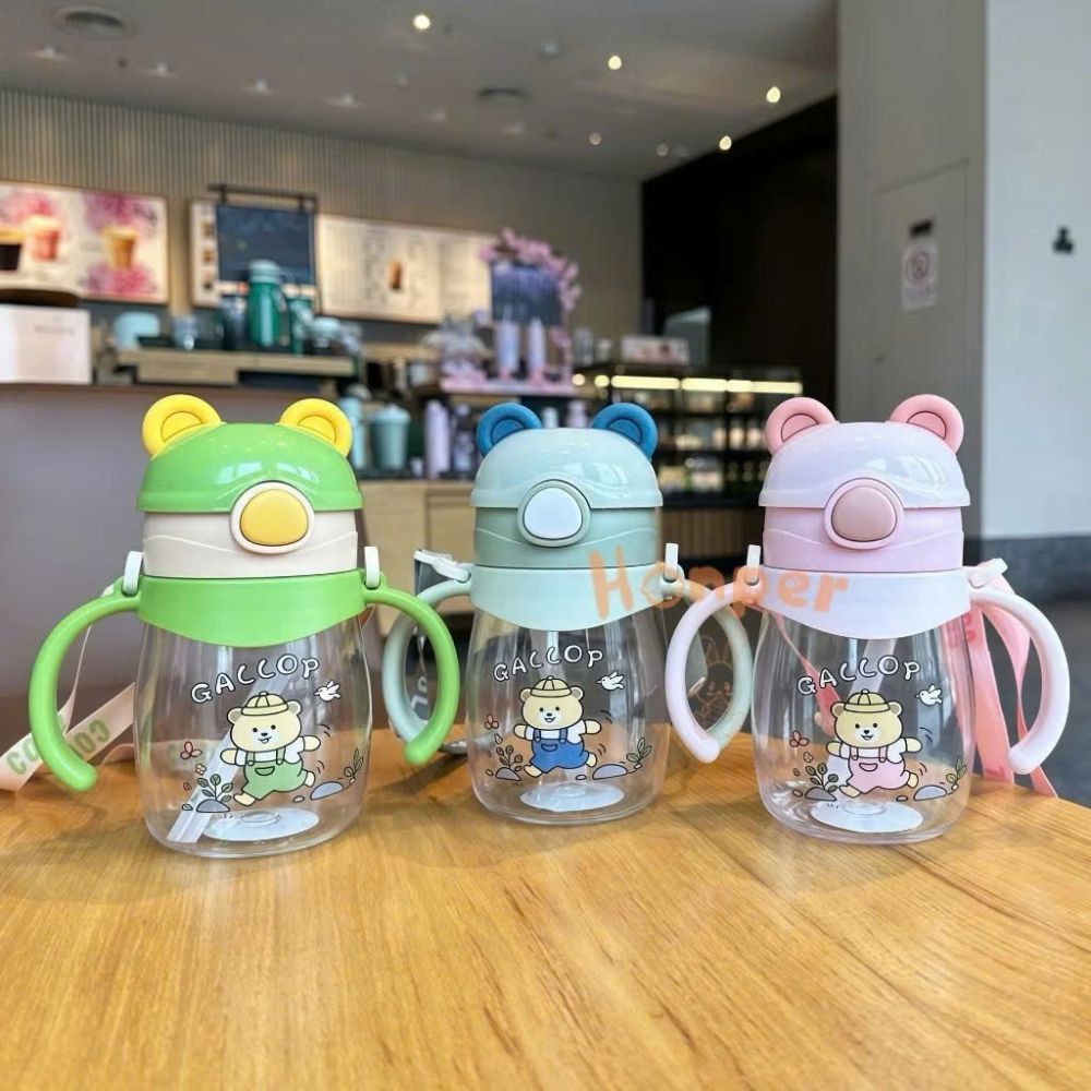 Bình nước Honper nắp bật hình gấu 400ml - HK2502