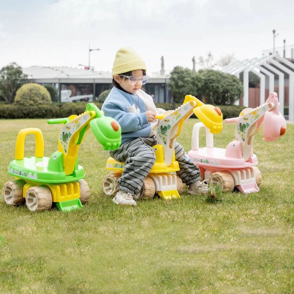 Xe chòi chân khủng long máy xúc cho bé