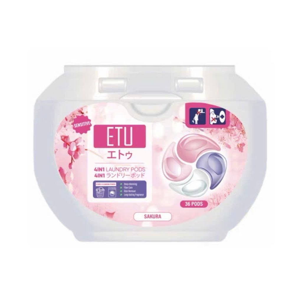 Hộp 36 viên giặt xả ETU 4in1 Hương Hoa Anh Đào