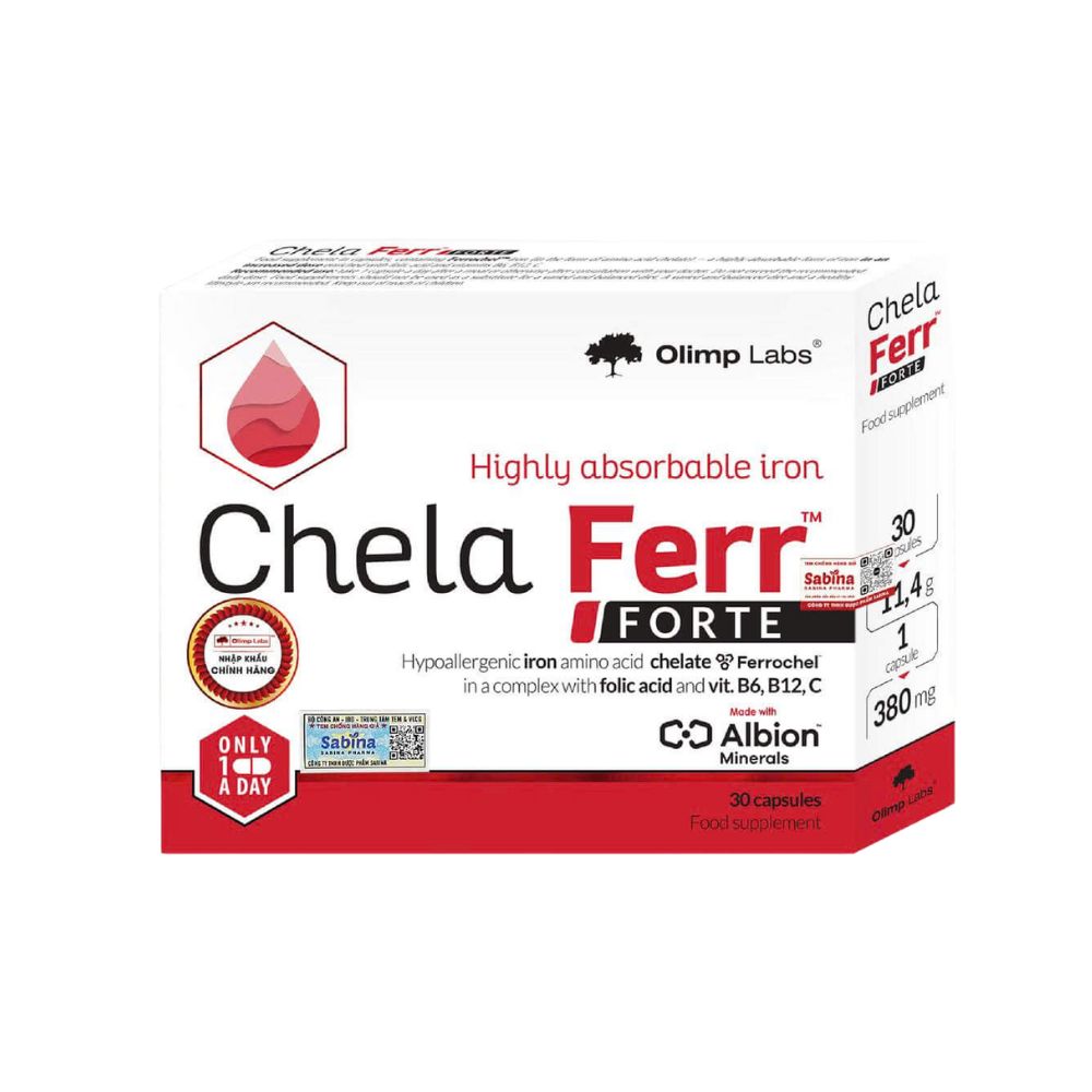 Viên uổng bổ sung sắt Chela-Ferr Forte hộp 30v