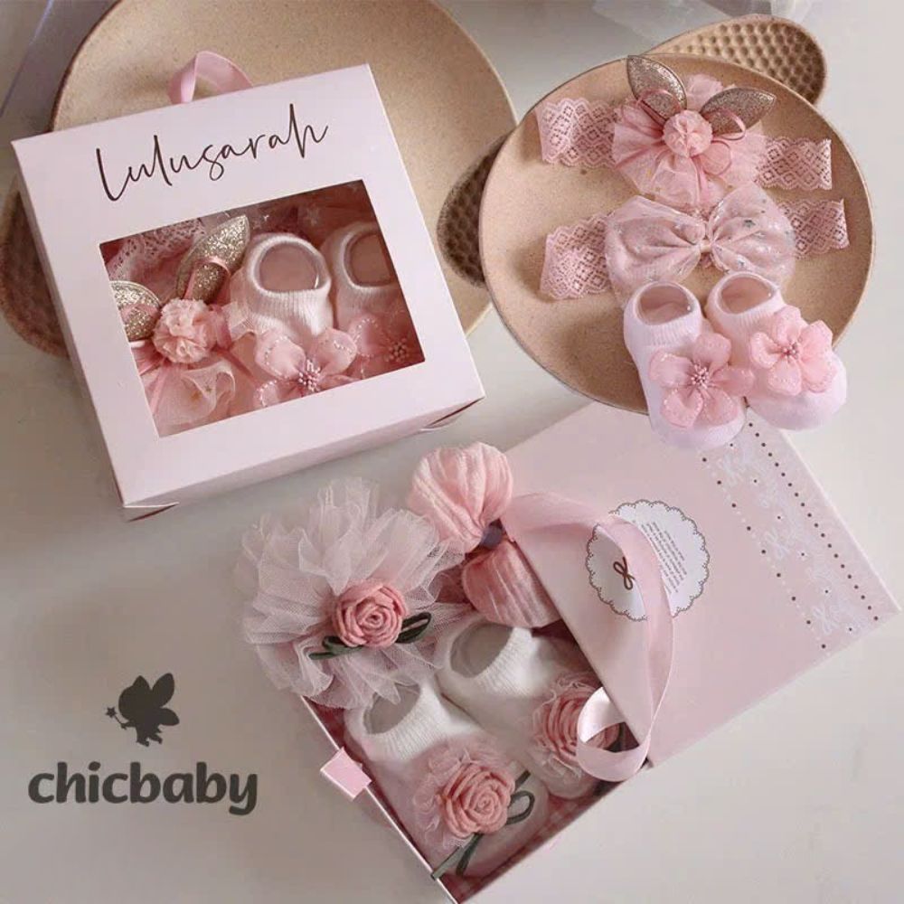 Set hộp 3 món Turban kèm tất Chicbaby