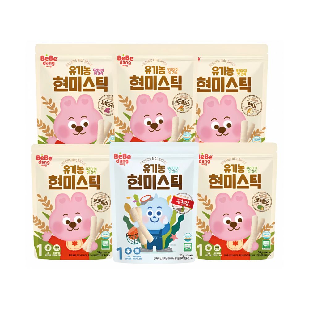 Bánh gạo lứt hữu cơ Bebedang que ngắn 6m+(30g)