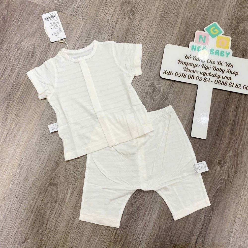 Bộ cộc cài giữa mẫu trơn xuất dư cho bé