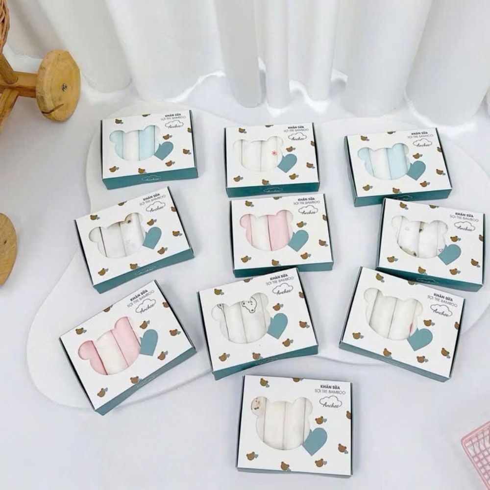 Hộp 5 khăn sữa xô sợi tre bamboo Anchee