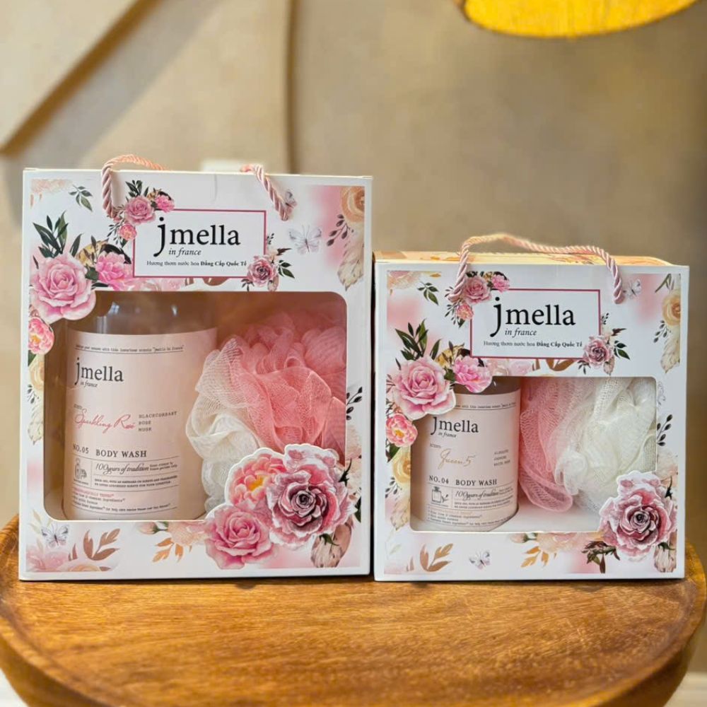 Set sữa tắm hương nước hoa Jmella tặng kèm bông tắm