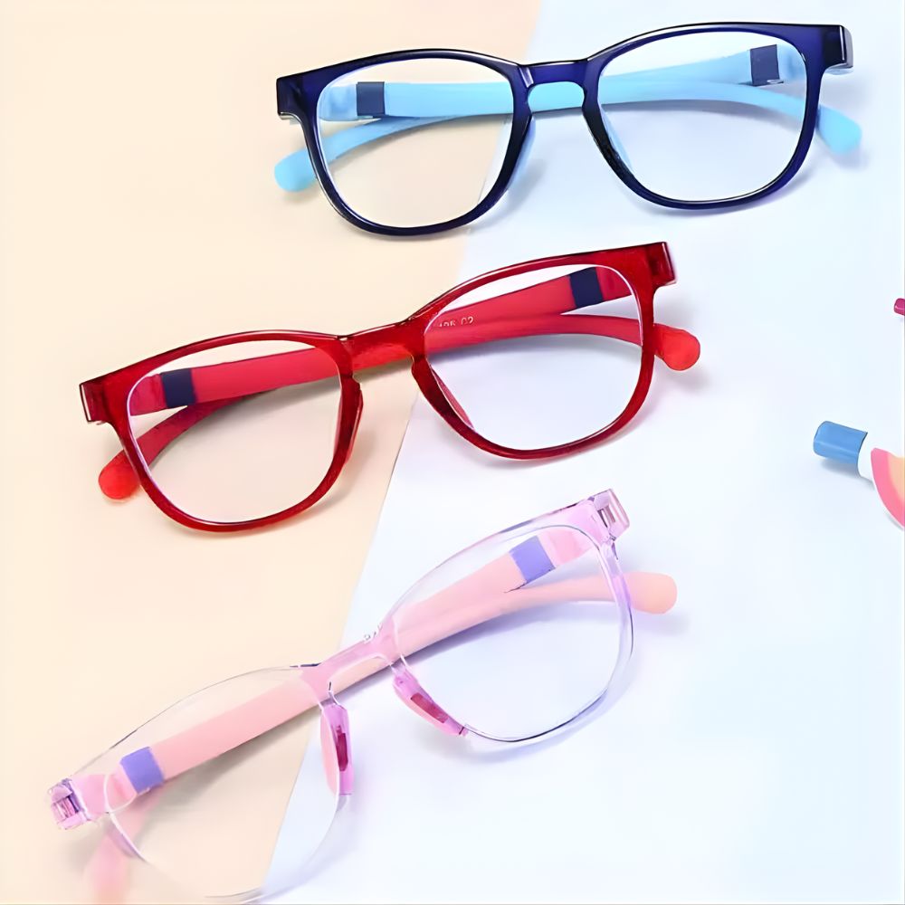 Mắt kính chống ánh sáng xanh gọng silicon vuông bầu 02