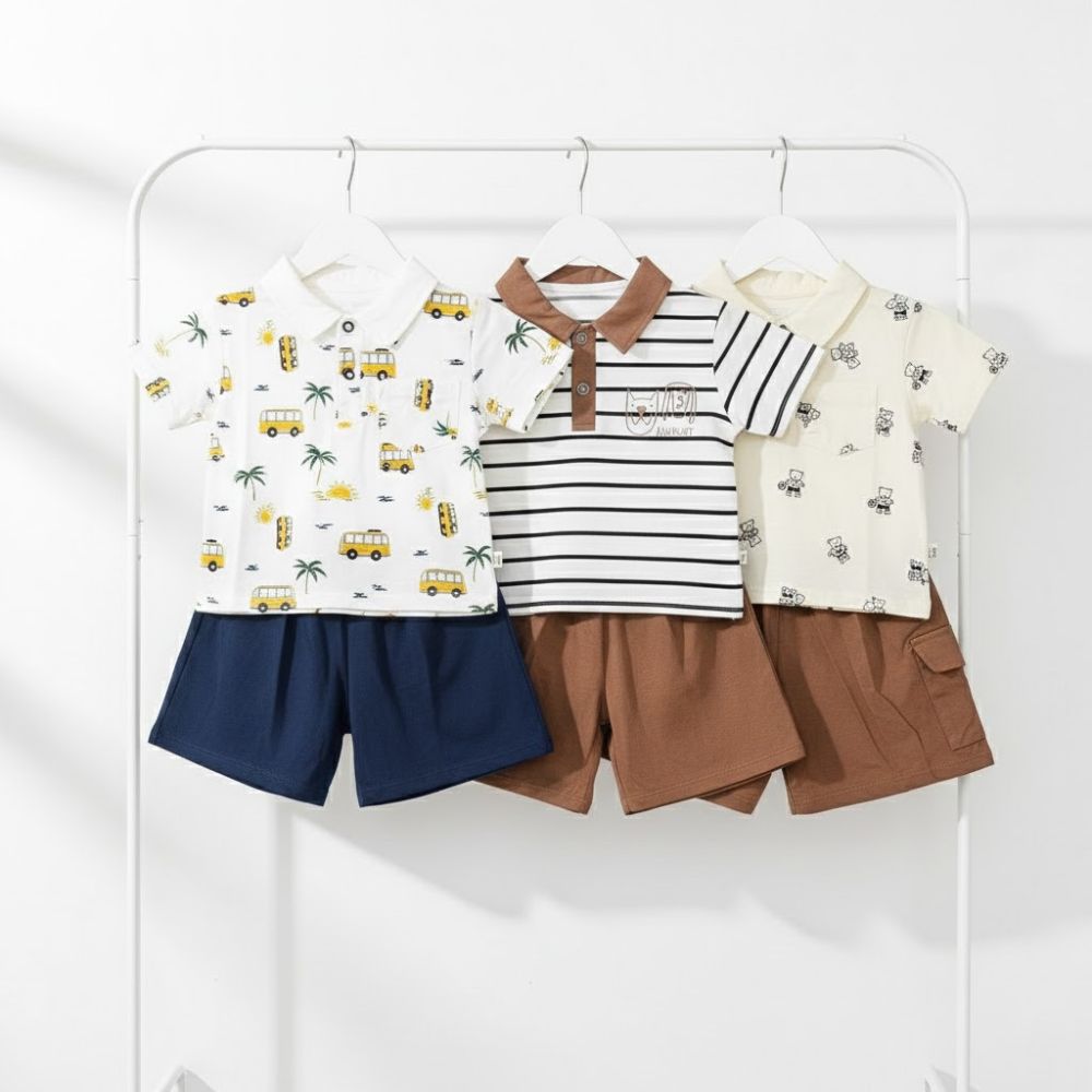 Bộ cộc polo cotton Táo kids cho bé trai