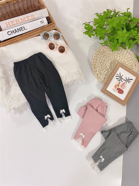 Quần Legging Thun Mịn Phối Nơ Ren