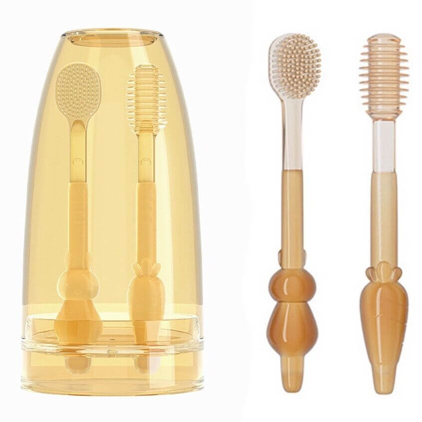 Set 2 bàn chải đánh răng và rơ lưỡi silicon