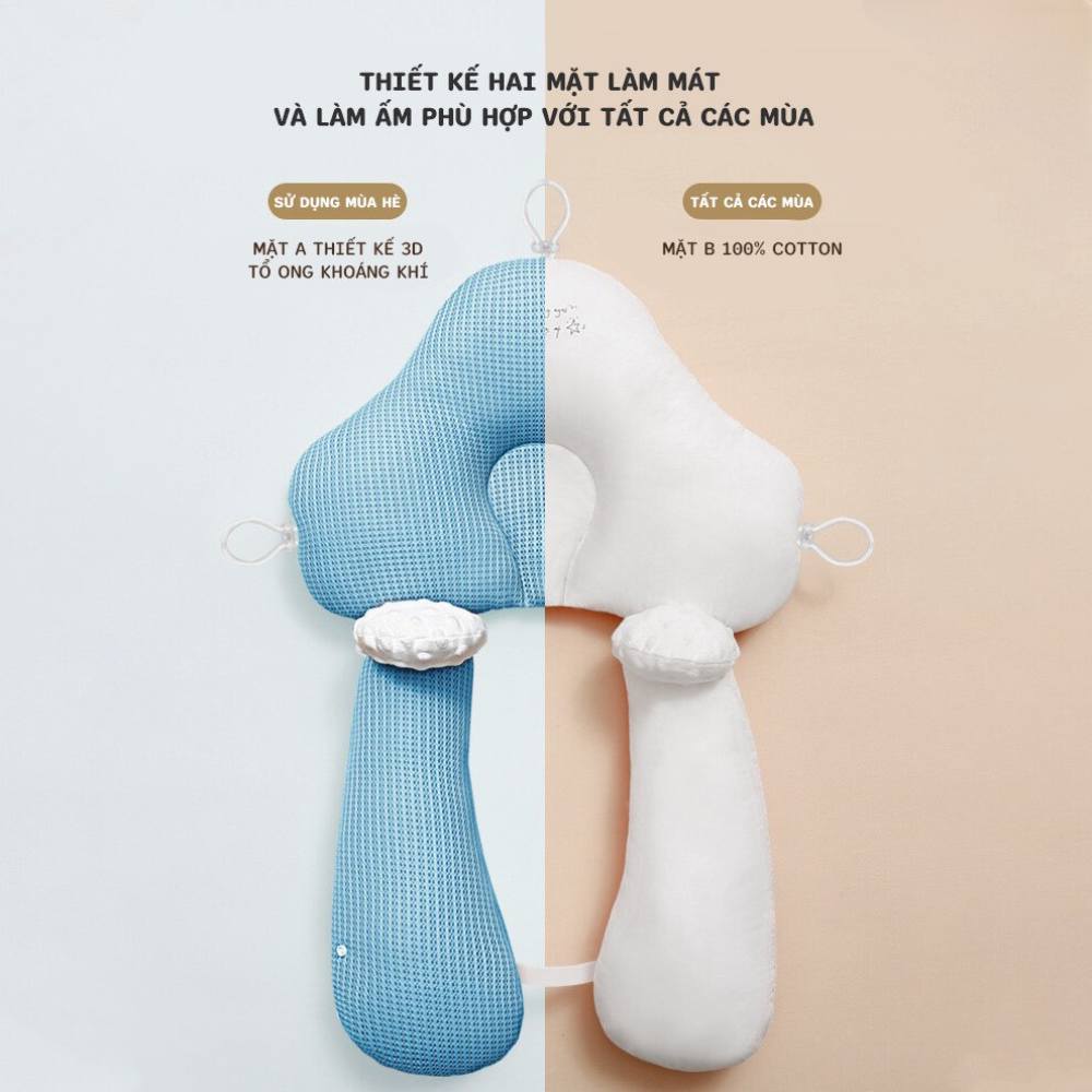 Gối chặn chữ U 2in1 chống bẹp đầu cho bé