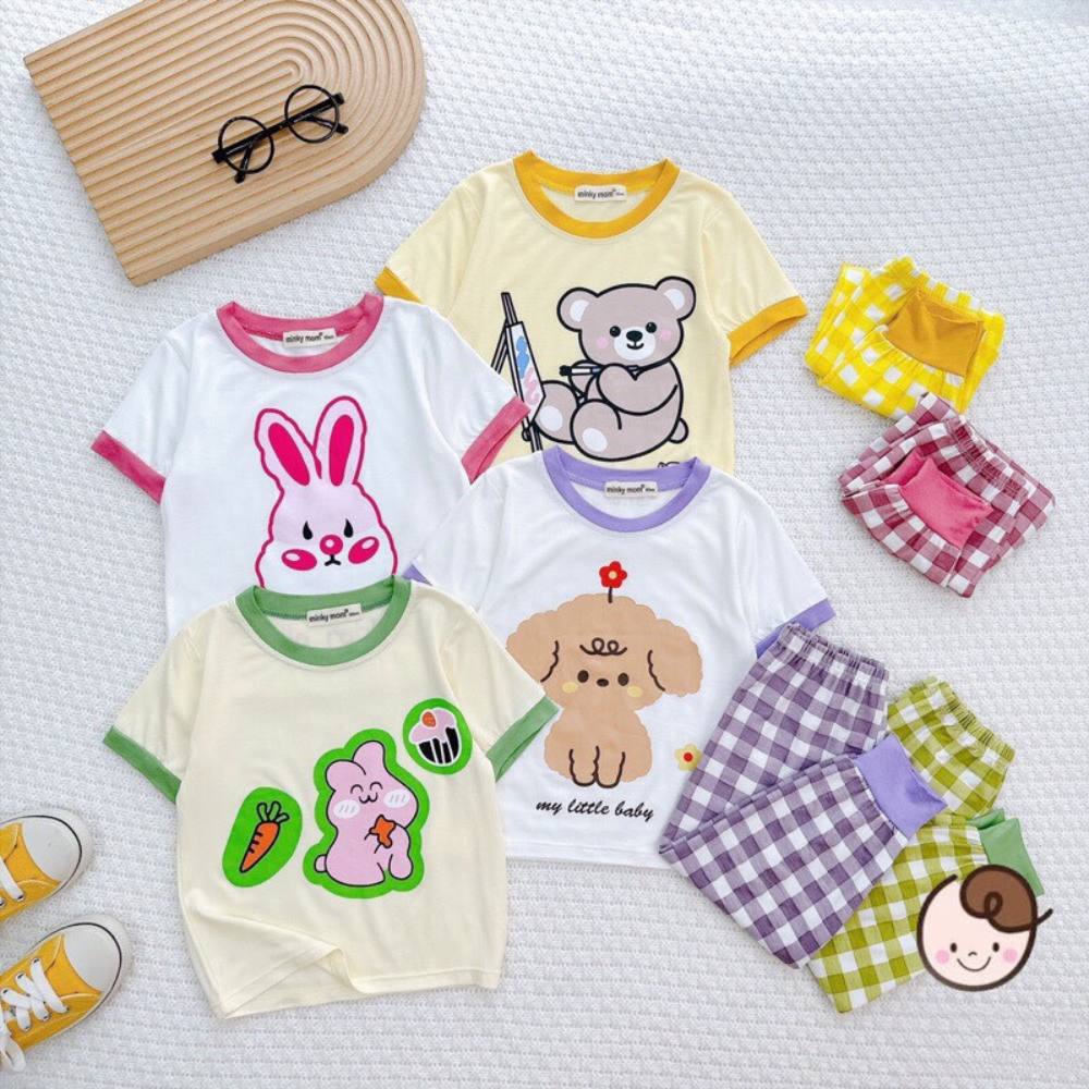 Bộ Minky Mom quần caro thun lạnh