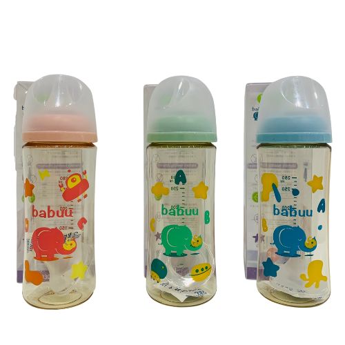 Bình sữa Babuu Baby Nhật Bản cổ rộng PPSU phiên bản hình voi