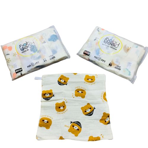 Set 5 khăn xô sữa organic Baby Bee cao cấp