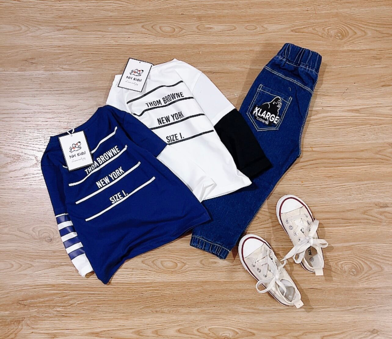Set áo tay dài raglan quần jean