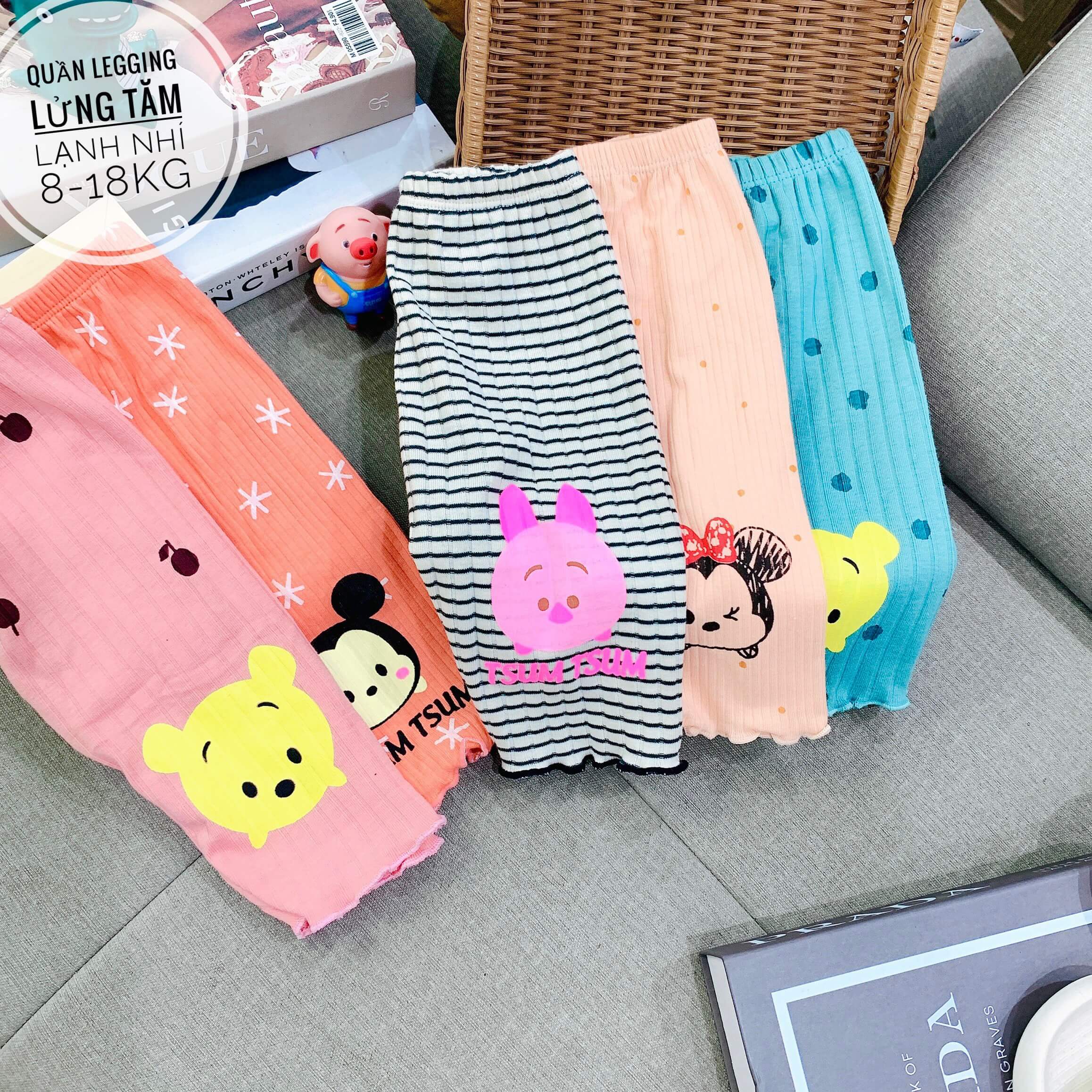 Quần legging lửng chất tăm in hình cho bé