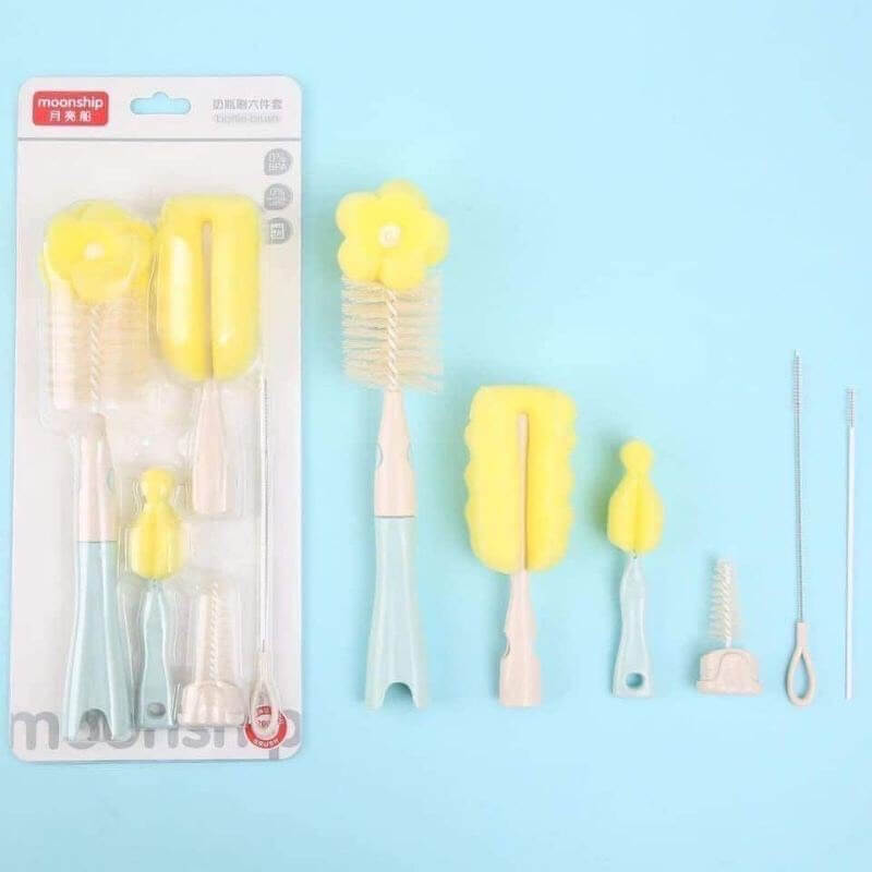 Bộ cọ rửa bình Moonship 6 chi tiết hình hoa - 355