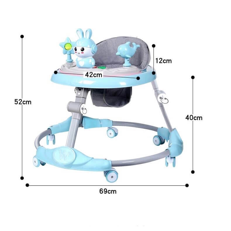 Xe tròn tập đi thỏ có tay đẩy và nhạc - 501T