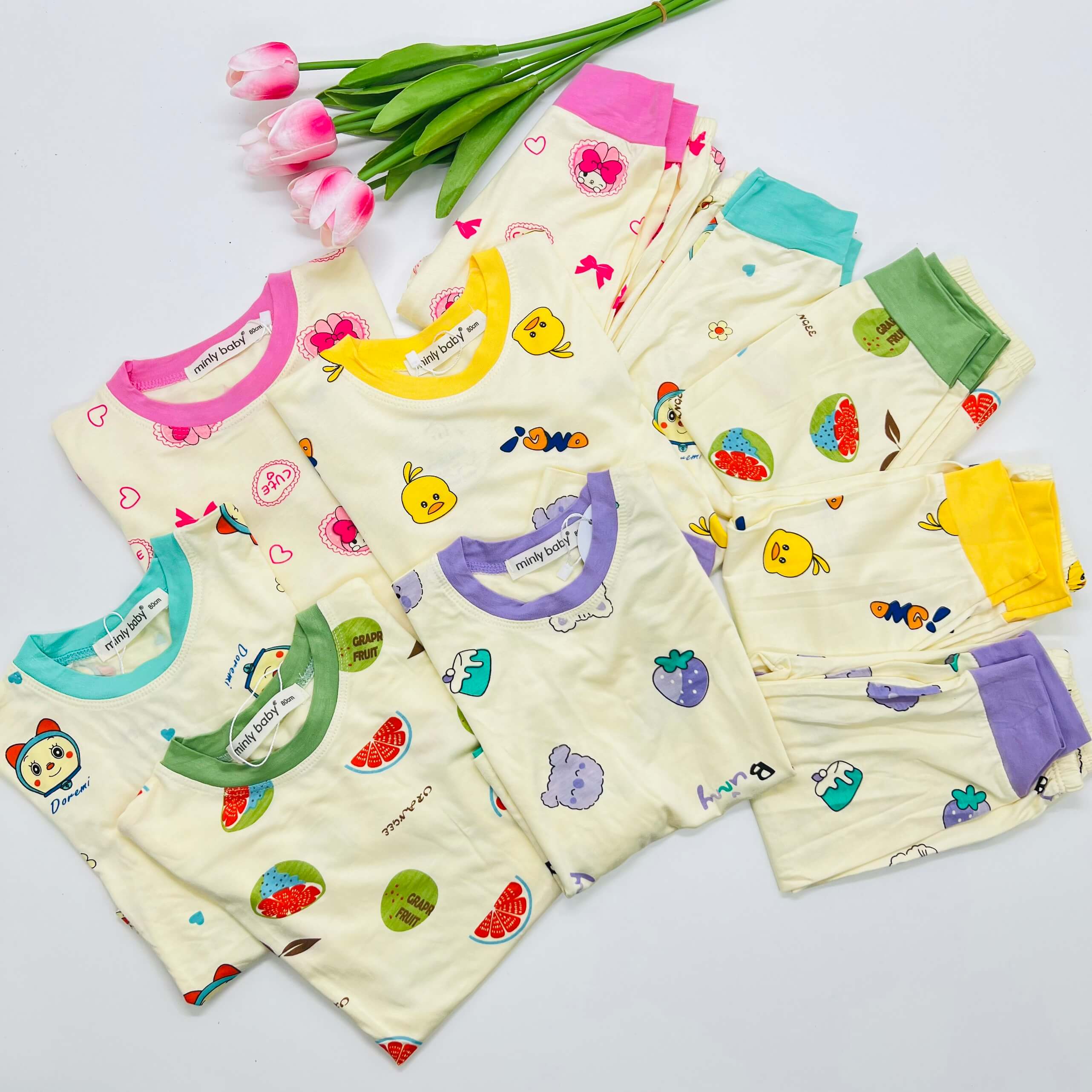 Bộ thun lạnh Minly Baby in hình toàn thân