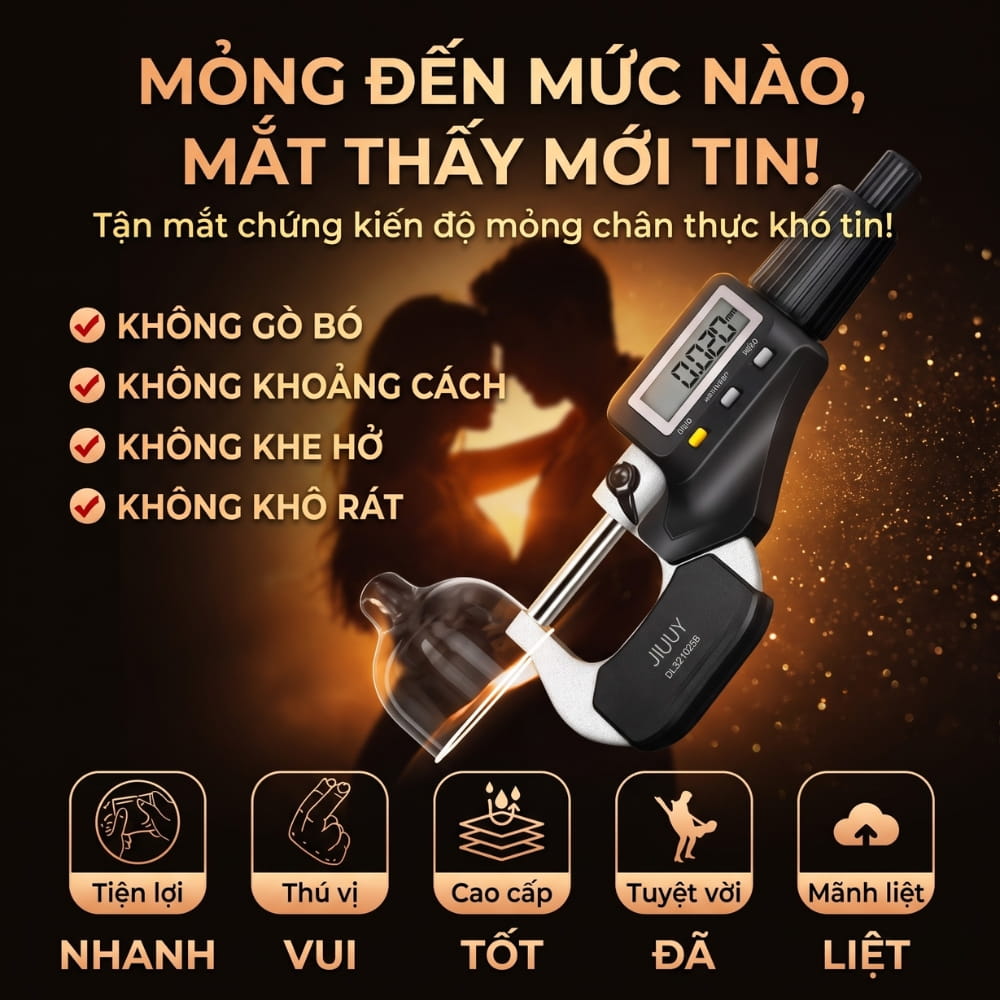 Ưu điểm siêu mỏng 0.02mm và gel HA cấp ẩm của bao cao su JIUUY 002