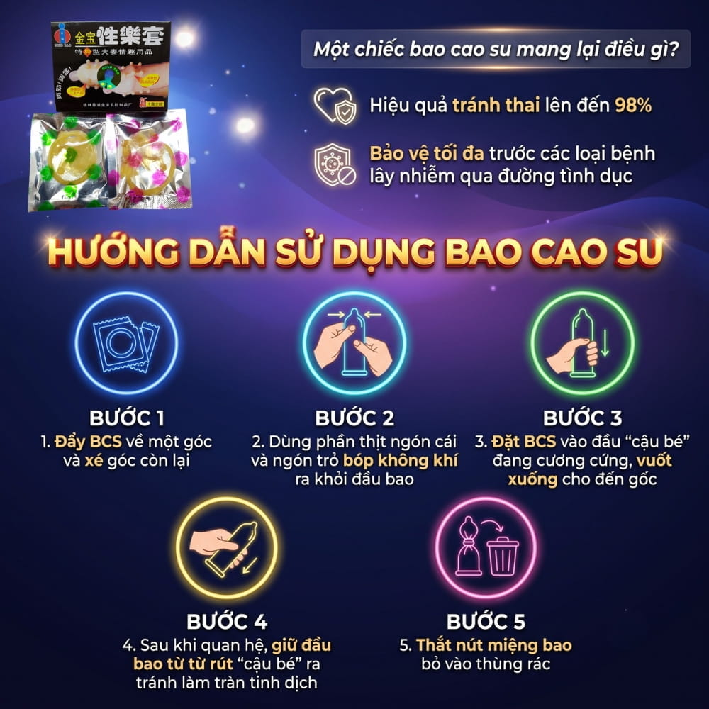 Hướng dẫn sử dụng bao cao su Gold Bi an toàn đúng chuẩn