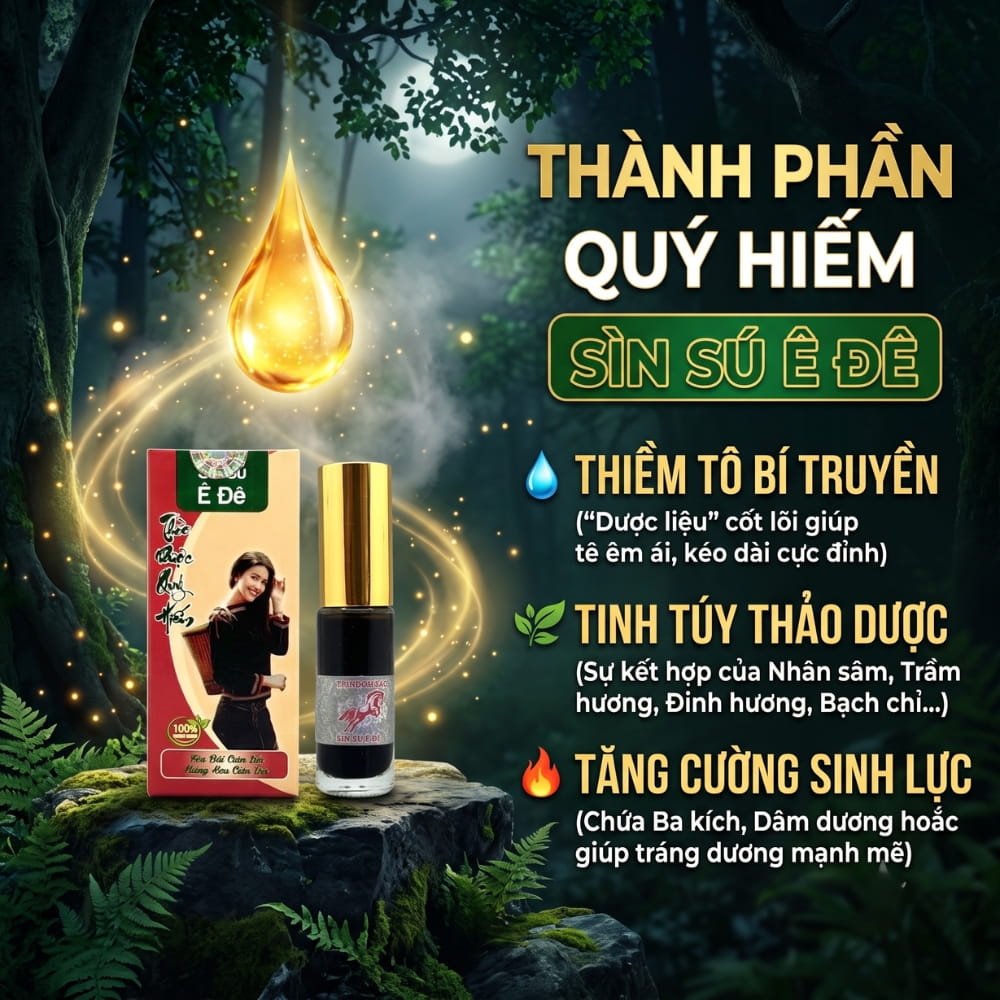 Chi tiết thành phần thảo dược bí truyền của xịt chống xuất tinh sớm Sìn Sú Ê Đê 5ml