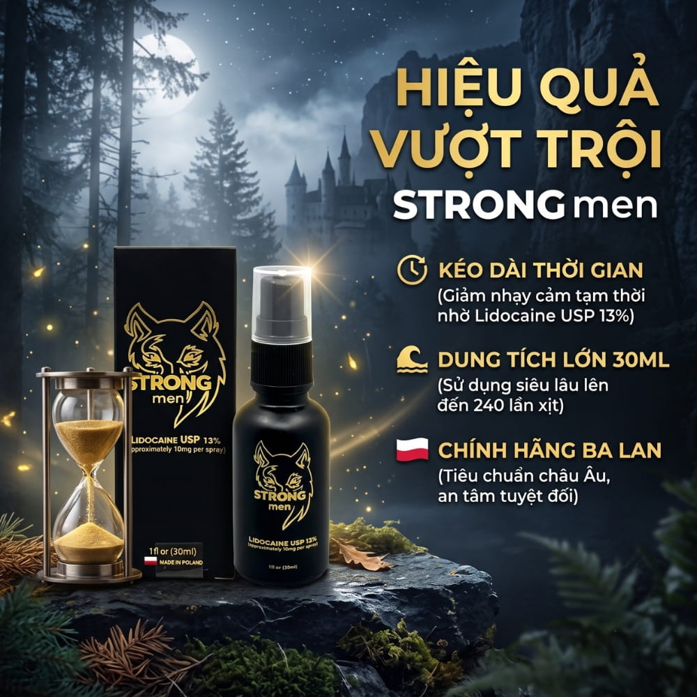 Công dụng kéo dài thời gian của delay spray Lidocaine 13% Strong Men