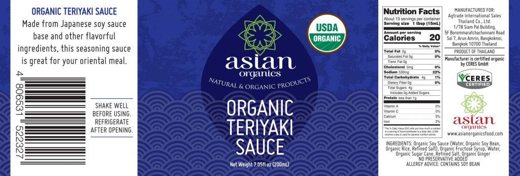 Nước tương Teriyaki hữu cơ Asian Organics (200ml)